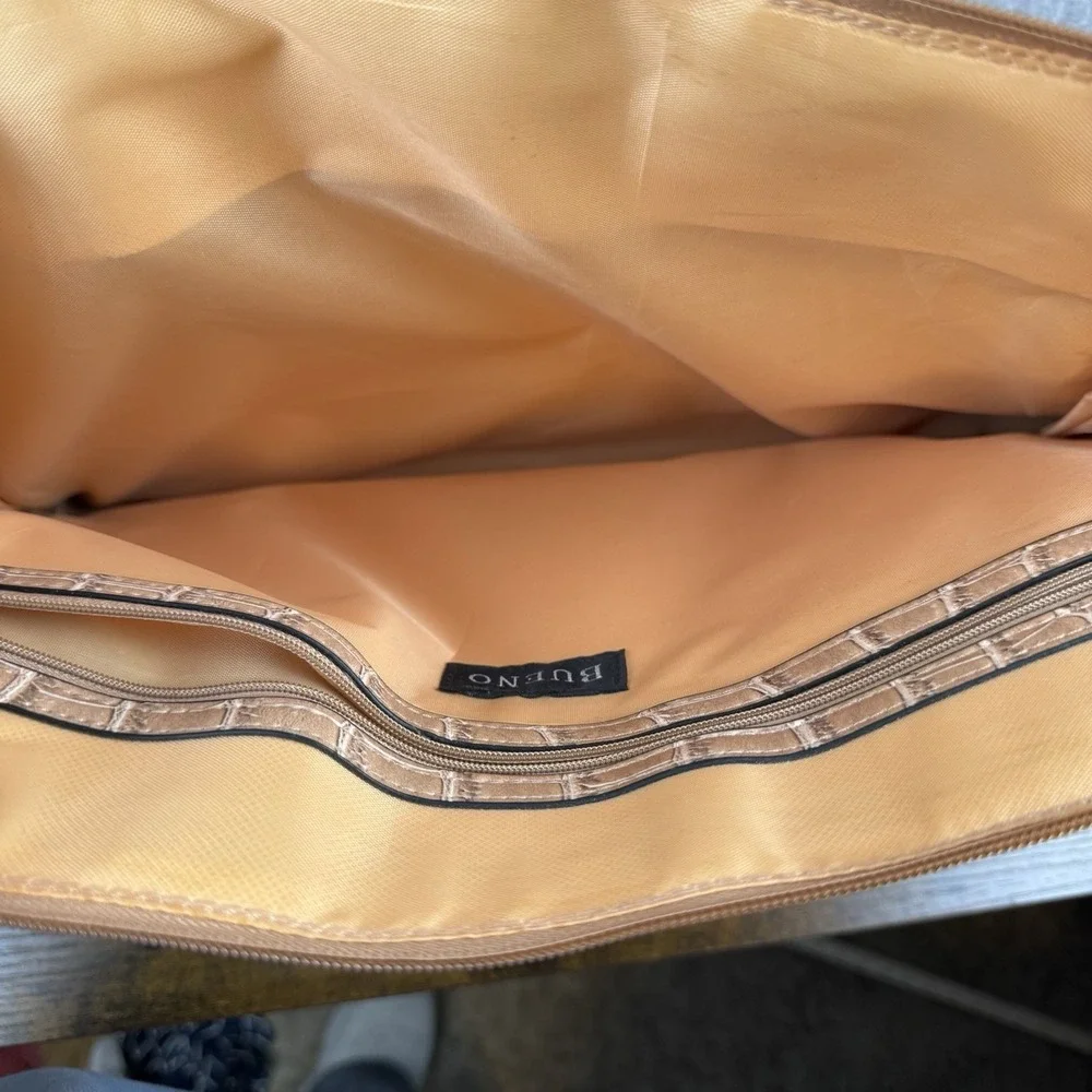 Bueno Faux Leather Embossed Croc Top Handle Bag Tan Laptop Business Bag